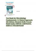 TEST BANK FOR MICROBIOLOGY FUNDAMENTALS: A CLINICAL APPROACH 4TH EDITION MARJORIE KELLY COWAN HEIDI SMITH ISBN10: X ISBN13: 9789..........@Recommended                        