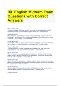 IXL English Midterm Exam Questions with Correct Answers