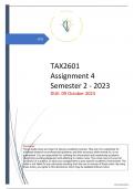 TAX2601 Assignment 4 (Semester 2 - 2023) COMPLETE SOLUTIONS