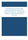 Test Bank for Clayton’s Basic Pharmacology for Nurses, 19th Edition by Michelle J. Willihnganz, Samuel L. Gurevitz and Bruce D. Clayton