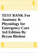 TEST BANK For Anatomy & Physiology for Emergency Care 3rd Edition By Bryan Bledsoe, Frederic Martini, Edwin Bartholomew COMPLETE