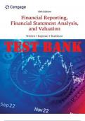 TEST BANK for Financial Reporting, Financial Statement Analysis and Valuation 10th Edition by Wahlen. All Chapters 1-14.  251 Pages