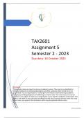 TAX2601 Assignment 5 Semester 2 -2023 COMPLETE SOLUTIONS