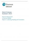 Pearson Edexcel GCE In German (9GN0) Paper 01: Listening, Reading and Translation  Mark Scheme Summer 2023 ★★★★★