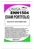 ENN1504 EXAM PORTFOLIO DUE 18 OCTOBER 2023