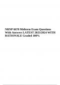 NRNP 6670 Midterm Exam Questions With Correct Answers 2023/2024 | NRNP 6670 Midterm Exam Questions With Verified Answers | NRNP 6670 Final Exam Review Questions Latest 2023/2024 Guide | NRNP 6670 Midterm Exam Questions With Correct Answers Latest 2023/202