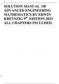 SOLUTION MANUAL OF ADVANCED ENGINEERING MATHEMATICS BY ERWIN KREYSZIG 9th EDITION 2023 ALL CHAPTERS INCLUDED