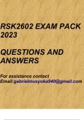 Fundamentals of Operational & Financial Risk(RSK2602 Exam pack 2023)