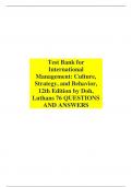 Test Bank for International Management: Culture, Strategy, and Behavior, 12th Edition by Doh, Luthans 76 QUESTIONS AND ANSWERS