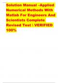 Solution Manual –Applied  Numerical Methods With  Matlab For Engineers And  Scientists Complete  Revised Test  VERIFIED  100%
