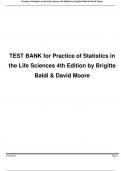 TEST BANK for Practice of Statistics in the Life Sciences 4th Edition by Brigitte Baldi & David Moore. ISBN 9781319416850 A+