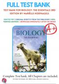 Test Bank For Biology: The Essentials 3rd Edition By Mariëlle Hoefnagels (2022-2023), 978125982491, Chapter 1- 30 Complete Questions And Answers A+