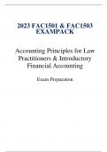 2023 FAC1501 & FAC1503 EXAMPACK Accounting Principles for Law Practitioners & Introductory Financial Accounting Exam Preparation