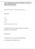 TEAS 7 Math Practice Test Exam Questions and Answers (Latest) Verified Answers 
