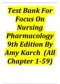 Test Bank For Focus On Nursing Pharmacology 9th Edition By Amy Karch  (All Chapters 1-59) 