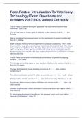 Penn Foster: Introduction To Veterinary Technology Exam Questions and Answers 2023-2024 Solved Correctly