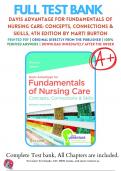 Test Bank For Fundamentals of Nursing Care: Concepts, Connections and Skills, 4th Edition (Burton, 2023), Chapter 1-38 | 9781719644556 , All Chapters with Answers and Rationals 