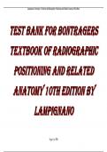 TEST BANK FOR BONTRAGERS TEXTBOOK OF RADIOGRAPHIC POSITIONING AND RELATED ANATOMY 10TH EDITION BY LAMPIGNANO {[ALL CHAPTERS 01 - 20][LATEST EDITION]}