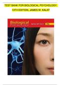 TEST BANK FOR BIOLOGICAL PSYCHOLOGY, 13TH EDITION, JAMES W. KALAT.