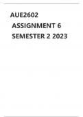 AUE2602 Assignment 6 Semester 2 2023 ( DIFFERENT SETS OF QNA) )