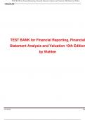TEST BANK for Financial Reporting, Financial Statement Analysis and Valuation 10th Edition by Wahlen Updated Complete A+