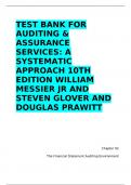 TEST BANK FOR AUDITING & ASSURANCE SERVICES: A SYSTEMATIC APPROACH 10TH EDITION WILLIAM MESSIER JR AND STEVEN GLOVER AND DOUGLAS PRAWITT