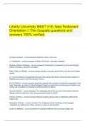    Liberty University NBST 515: New Testament Orientation I: The Gospels questions and answers 100% verified.