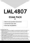 LML4807 EXAM PACK 2023 - DISTINCTION GUARANTEED