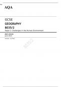 AQA GCSE GEOGRAPHY Paper 2 8035/2 Mark scheme June 2023 Challenges in the Human Environment 