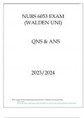NURS 6053 EXAM ( WALDEN UNI ) QNS & ANS 20232024