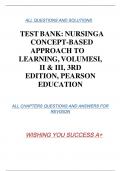 Test Bank Nursing a Concept-Based Approach to Learning, Volumes I, II & III, 3rd Edition, Pearson Education
