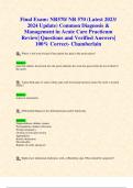 Final Exam: NR570/ NR 570 (Latest 2023/ 2024 Update) Common Diagnosis & Management in Acute Care Practicum Review| Questions and Verified Answers| 100% Correct- Chamberlain