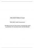NSG 6020 Midterm Exam (Version 1), NSG 6020/ NSG6020 : Health Assessment, South University, Savannah