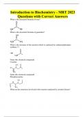 Introduction to Biochemistry - MRT 2023 Questions with Correct Answers