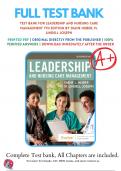 Test Bank For Leadership and Nursing Care Management 7th Edition by Diane Huber (2022/2023), 9780323697118, Chapter 1-26 Complete Questions and Answers A+