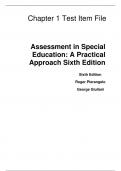 Assessment in Special Education A Practical Approach, 6e Roger A. Pierangelo (Test Bank All Chapters, 100% original verified, A+ Grade)