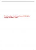 Food Handler Certificate Exam With 100% Correct Answers 2024