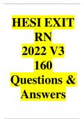 HESI EXIT RN 2022 V3 160 Questions & Answers||A+ GRADED (100% VERIFIED )