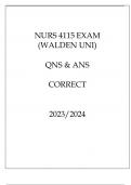 NURS 4115 EXAM (WALDEN UNI) QNS & ANS CORRECT 20232024.