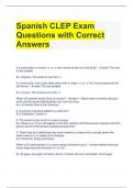Spanish CLEP Exam Questions with Correct Answers 