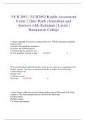 NUR 2092 / NUR2092 Health Assessment Exam 2 Quiz Bank | Questions and Answers with Rationale | Latest | Rasmussen College