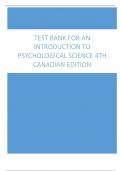 Test Bank for An Introduction to Psychological Science 4th Canadian Edition Mark Krause Daniel Corts Stephen C Smith Dan Dolderman