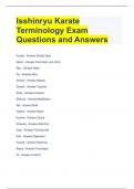 Isshinryu Karate Terminology Exam Questions and Answers 