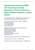 Chamberlain University BIOS  251 Final Exam Verified  Questions & Correct Answers |  Expert Written Solutions | Latest update