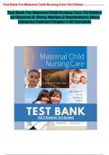 Maternal Child Nursing Care 7th Edition :Test Bank For Maternal Child Nursing Care 7th Edition by Shannon E. Perry, Marilyn J. Hockenberry, Mary Catherine Cashion (Chapter 1-50 ) Latest Updated Complete Solution: Guaranteed A+ Score