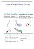 ANESTHESIA QUICK REVISION NOTES