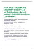 FINAL EXAM- CHAMBERLAIN  UNIVERSITY BIOS 251 Real  Verified Questions & Correct  Answers | Expert Written Solutions | Latest update