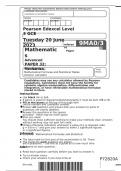Pearson Edexcel Level 3  GCE  9MA0/32   Mathematics Advanced PAPER 32:  June 2023   