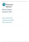 Edexcel GCE In Mathematics (9MA0) Paper 32 Mechanics  Mark Scheme Summer 2023