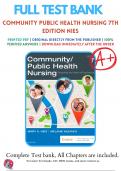 Test Bank For Community Public Health Nursing 7th Edition Nies | 9780323528948 | All Chapters with Answers and Rationals
